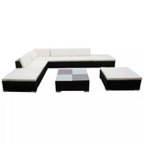 vidaXL 8 Piece Garden Lounge Set with Cushions Poly Rattan Brown, 42087