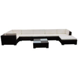 vidaXL 8 Piece Garden Lounge Set with Cushions Poly Rattan Brown, 42089