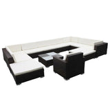 vidaXL 12 Piece Garden Lounge Set with Cushions Poly Rattan Brown, 42091