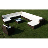 vidaXL 12 Piece Garden Lounge Set with Cushions Poly Rattan Brown, 42091