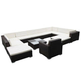 vidaXL 12 Piece Garden Lounge Set with Cushions Poly Rattan Black, 42092