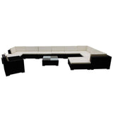 vidaXL 12 Piece Garden Lounge Set with Cushions Poly Rattan Black, 42092