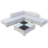 vidaXL 6 Piece Garden Lounge Set with Cushions Poly Rattan White, 42093