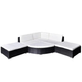 vidaXL 6 Piece Garden Lounge Set with Cushions Poly Rattan Black, 42098
