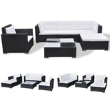 vidaXL 6 Piece Garden Lounge Set with Cushions Poly Rattan Black, 42102