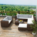 vidaXL 10 Piece Garden Lounge Set with Cushions Poly Rattan Brown, 42103