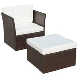 vidaXL Garden Chair with Stool Poly Rattan Brown, 41980