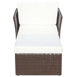 vidaXL Garden Chair with Stool Poly Rattan Brown, 41980