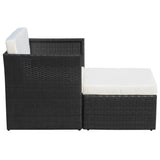vidaXL Garden Chair with Stool Poly Rattan Black, 41981