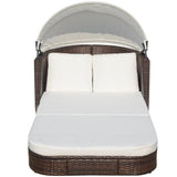 vidaXL Sun Lounger with Canopy Poly Rattan Brown, 41982