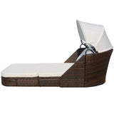 vidaXL Sun Lounger with Canopy Poly Rattan Brown, 41982