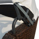 vidaXL Sun Lounger with Canopy Poly Rattan Brown, 41982