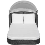 vidaXL Sun Lounger with Canopy Poly Rattan Black, 41983