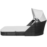 vidaXL Sun Lounger with Canopy Poly Rattan Black, 41983
