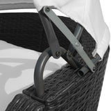 vidaXL Sun Lounger with Canopy Poly Rattan Black, 41983