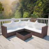 vidaXL 4 Piece Garden Lounge Set with Cushions Poly Rattan Brown, 42066