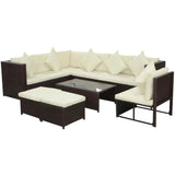 vidaXL 8 Piece Garden Lounge Set with Cushions Poly Rattan Brown, 42068