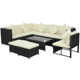 vidaXL 8 Piece Garden Lounge Set with Cushions Poly Rattan Black, 42069
