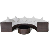 vidaXL 6 Piece Garden Lounge Set with Cushions Poly Rattan Brown, 42081