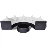 vidaXL 6 Piece Garden Lounge Set with Cushions Poly Rattan Black, 42082