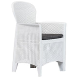 vidaXL Garden Chairs 2 pcs with Cushion White Plastic Rattan Look, 45598