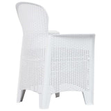 vidaXL Garden Chairs 2 pcs with Cushion White Plastic Rattan Look, 45598