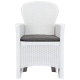 vidaXL Garden Chairs 2 pcs with Cushion White Plastic Rattan Look, 45598