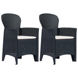 vidaXL Garden Chairs 2 pcs with Cushion Anthracite Plastic Rattan Look, 45599