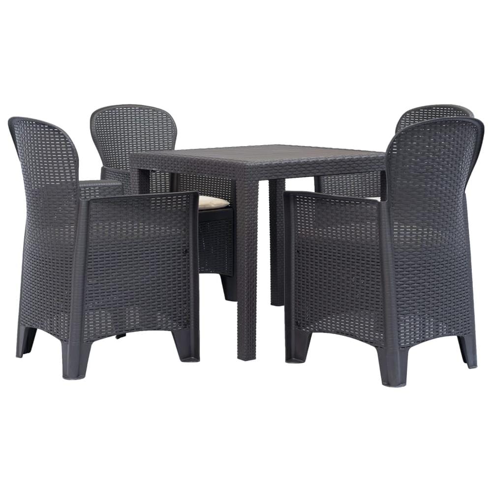vidaXL 5 Piece Outdoor Dining Set Plastic Brown Rattan Look, 276120