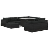 vidaXL 10 Piece Garden Lounge Set with Cushions Poly Rattan Black, 46756