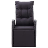 vidaXL Reclining Garden Chair with Cushion Poly Rattan Black, 46066