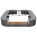 vidaXL Square Spa Surround Gray 105.5"x105.5" x 21.7" Poly Rattan, 46074