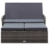 vidaXL 2 Piece Garden Lounge Set with Cushions Poly Rattan Gray, 46080