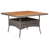 vidaXL Outdoor Dining Table Gray Poly Rattan and Solid Acacia Wood 6188