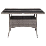 vidaXL Outdoor Dining Table Gray Poly Rattan and Glass 6190