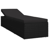 vidaXL Sun Lounger with Cushion Poly Rattan Black, 46221