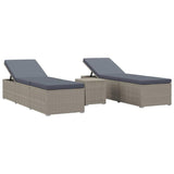vidaXL 3 Piece Garden Sun Lounger Set Poly Rattan Gray, 46222