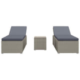 vidaXL 3 Piece Garden Sun Lounger Set Poly Rattan Gray, 46222