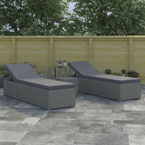 vidaXL 3 Piece Garden Sun Lounger Set Poly Rattan Gray, 46222