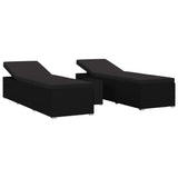 vidaXL 3 Piece Garden Sun Lounger Set Poly Rattan Black, 46223
