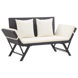 vidaXL Garden Bench with Cushions 69.3" Black Poly Rattan, 46230