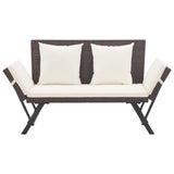 vidaXL Garden Bench with Cushions 69.3" Brown Poly Rattan, 46231