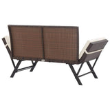 vidaXL Garden Bench with Cushions 69.3" Brown Poly Rattan, 46231