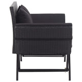 vidaXL Garden Bench with Cushions 69.3" Black Poly Rattan, 46233