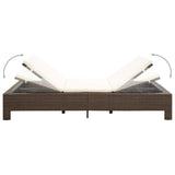 vidaXL 2-Person Sunbed with Cushion Brown Poly Rattan, 46239