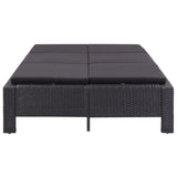 vidaXL 2-Person Sunbed with Cushion Black Poly Rattan, 46241