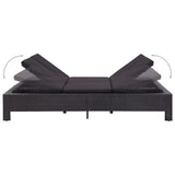 vidaXL 2-Person Sunbed with Cushion Black Poly Rattan, 46241