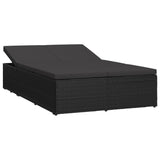 vidaXL Convertible Sun Bed with Cushion Poly Rattan Black, 46245