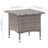 vidaXL Tea Table Gray 19.7"x19.7"x18.5" Poly Rattan, 46252