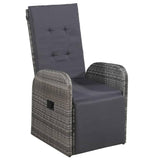 vidaXL 3 Piece Bistro Set with Cushions Poly Rattan Gray, 47678